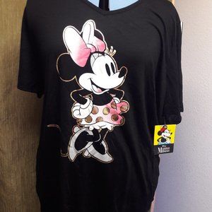 Disney Minnie Mouse 2XL Tshirt Pink Gold Black White